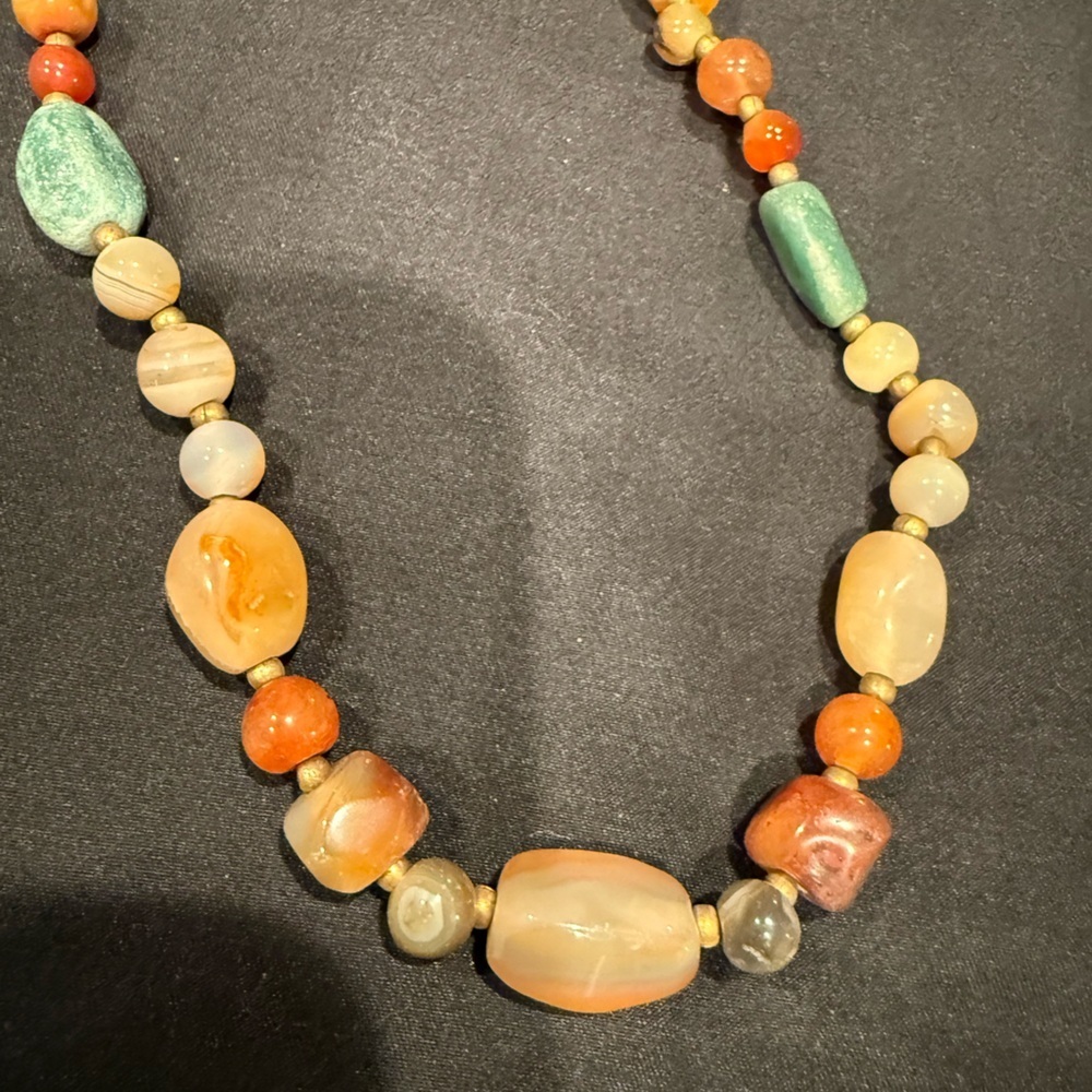 Himalayan Old Beads From Ancient Indo-Tibetan Antique Agate Beads Necklace Mala - Picture 4 of 12